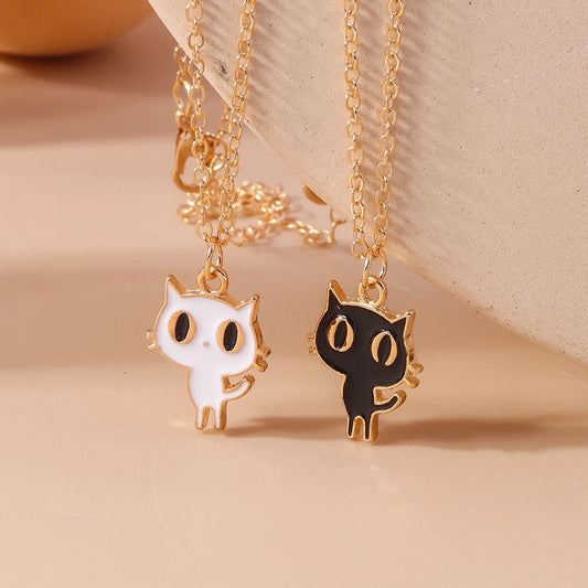 Funny  cats couple necklaces