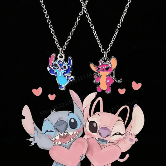 Stitch funny couples necklaces