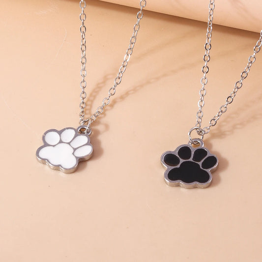 Cute dog paws couples necklaces